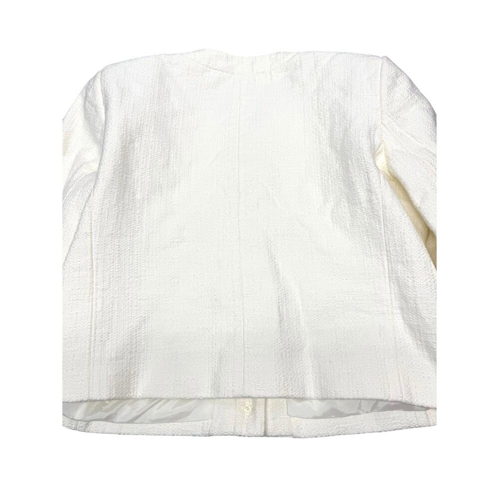 FRAME Cream Cotton Collarless Button Front Jacket Women’s Large - Picture 9 of 11